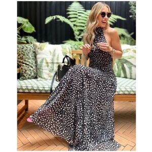 NWT ZARA Polka Dot Halter Maxi Dress